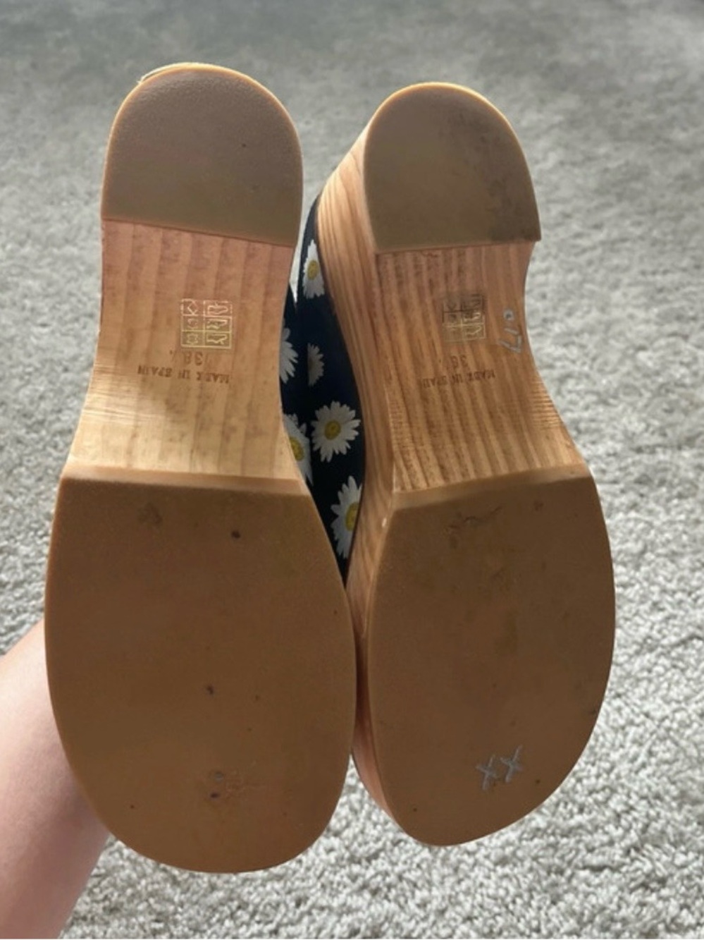 Free People Conversational Black Daisy Platform Wooden Clogs 8 - Picture 16 of 16